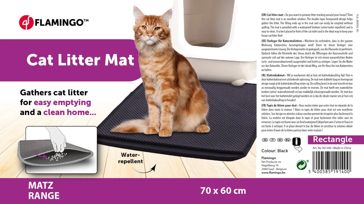 Flamingo Matz Kattenbakmat - Zwart 70x60cm