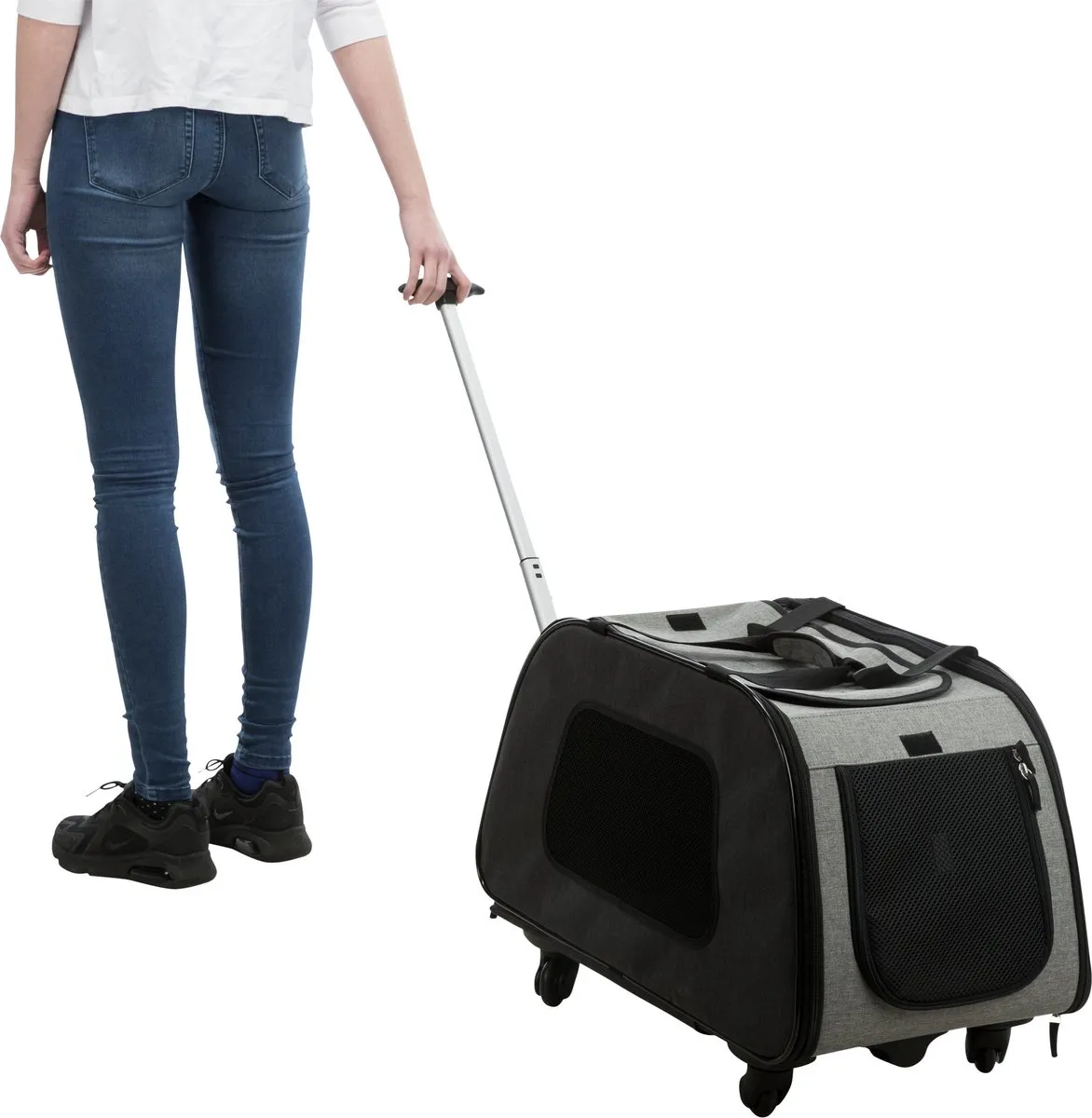 Trixie Reismand Trolley - 67x34x43cm - Zwart/Lichtgrijs