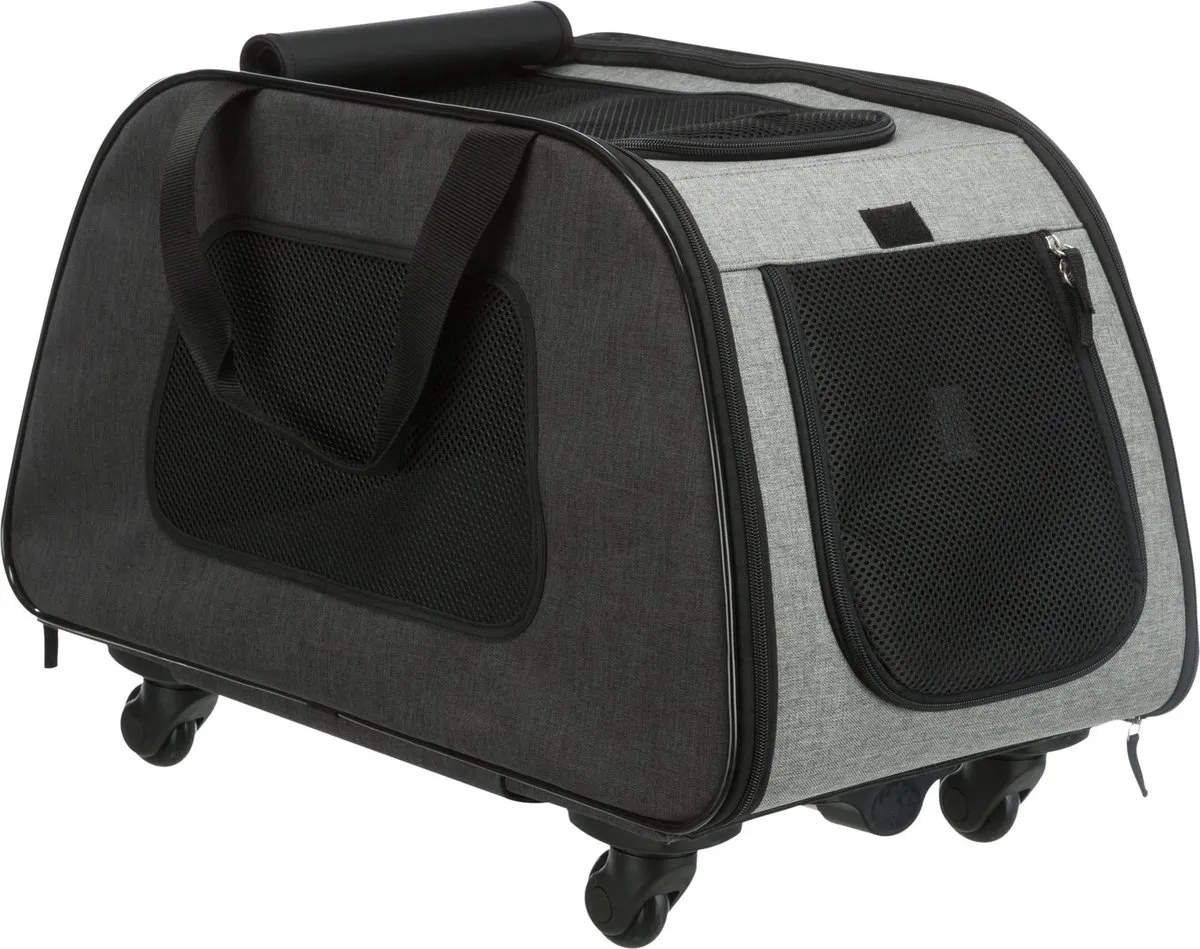 Trixie Reismand Trolley - 67x34x43cm - Zwart/Lichtgrijs