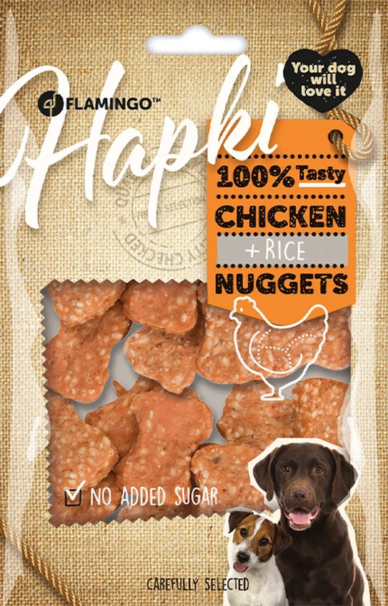 Flamingo Hapki Hondensnacks 85g Kip & Rijst