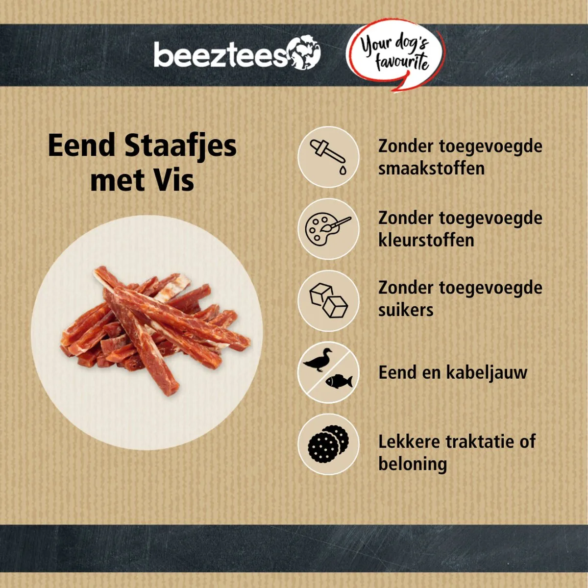 Beeztees Tasty Treats Eend Staafjes met Vis - 200g