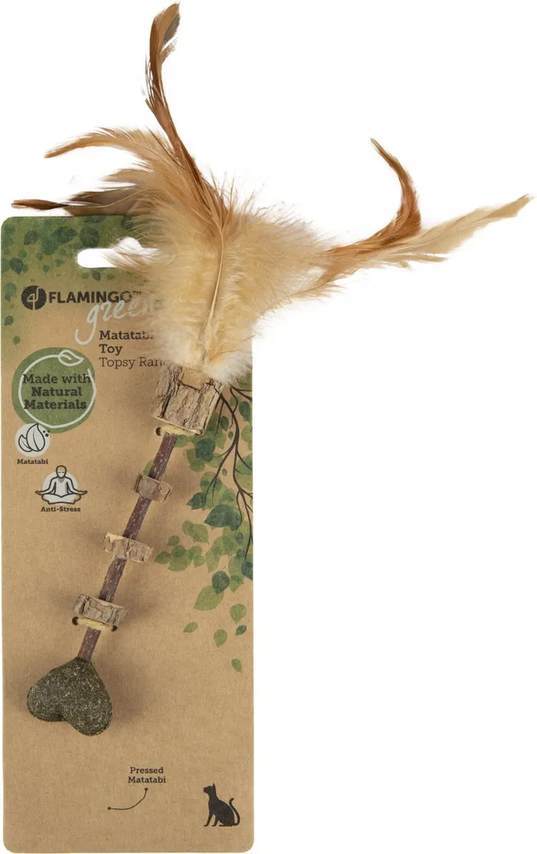 Flamingo Topsy Stokje Speelgoed Kat - Matatabi Hout 25cm