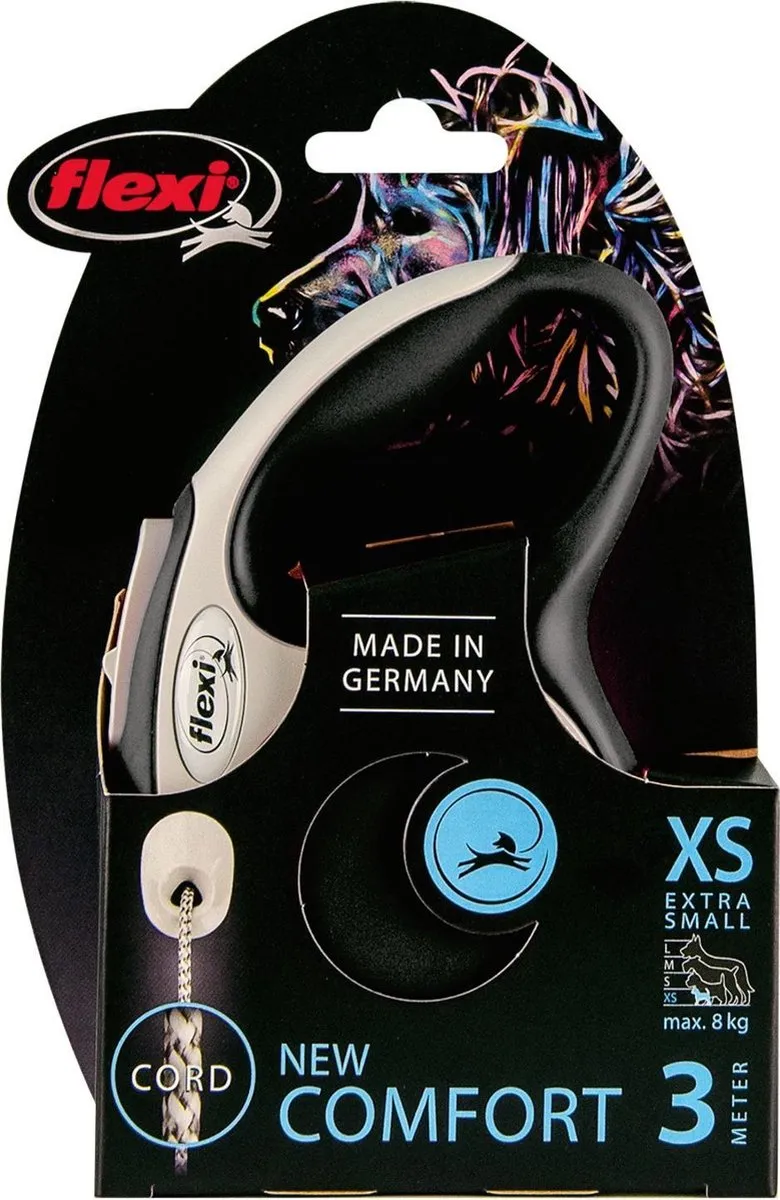 Flexi Rollijn New Comfort XS Hondenlijn 3m - Zwart/Grijs