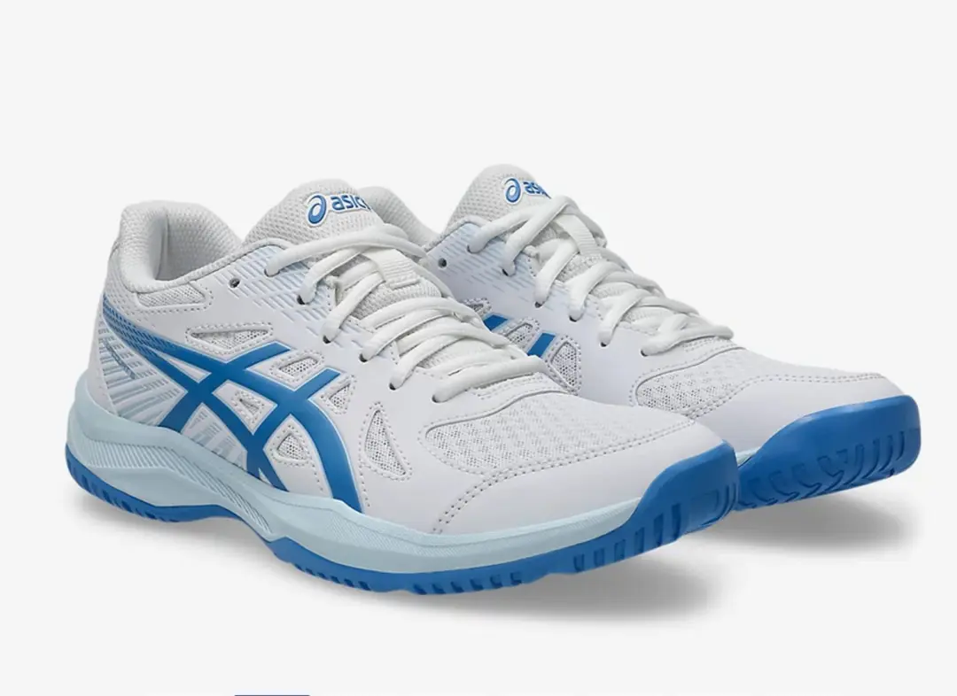 Asics Upcourt 6 Volleybalschoenen Voor Dames White/blue coast 35.5 Indoorschoene