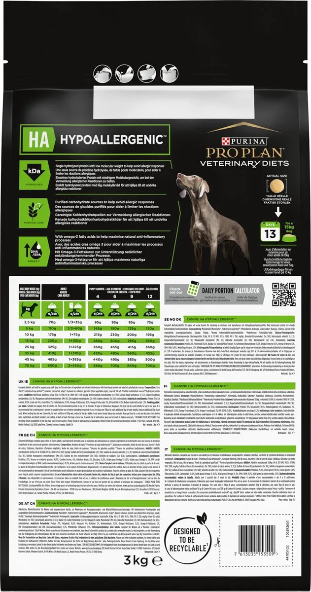 Pro Plan VD HA Hypoallergeen Hond - 22 kg