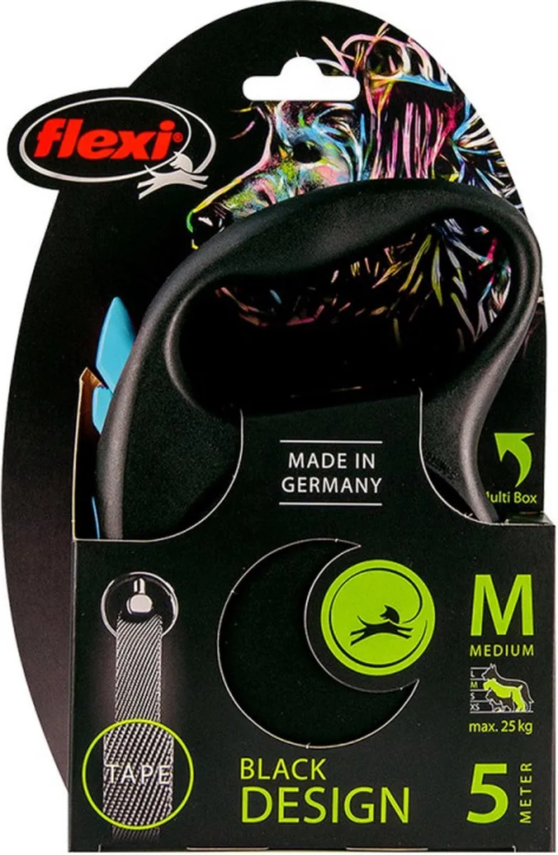 Flexi Rollijn Black Design Tape Blauw - 5m
