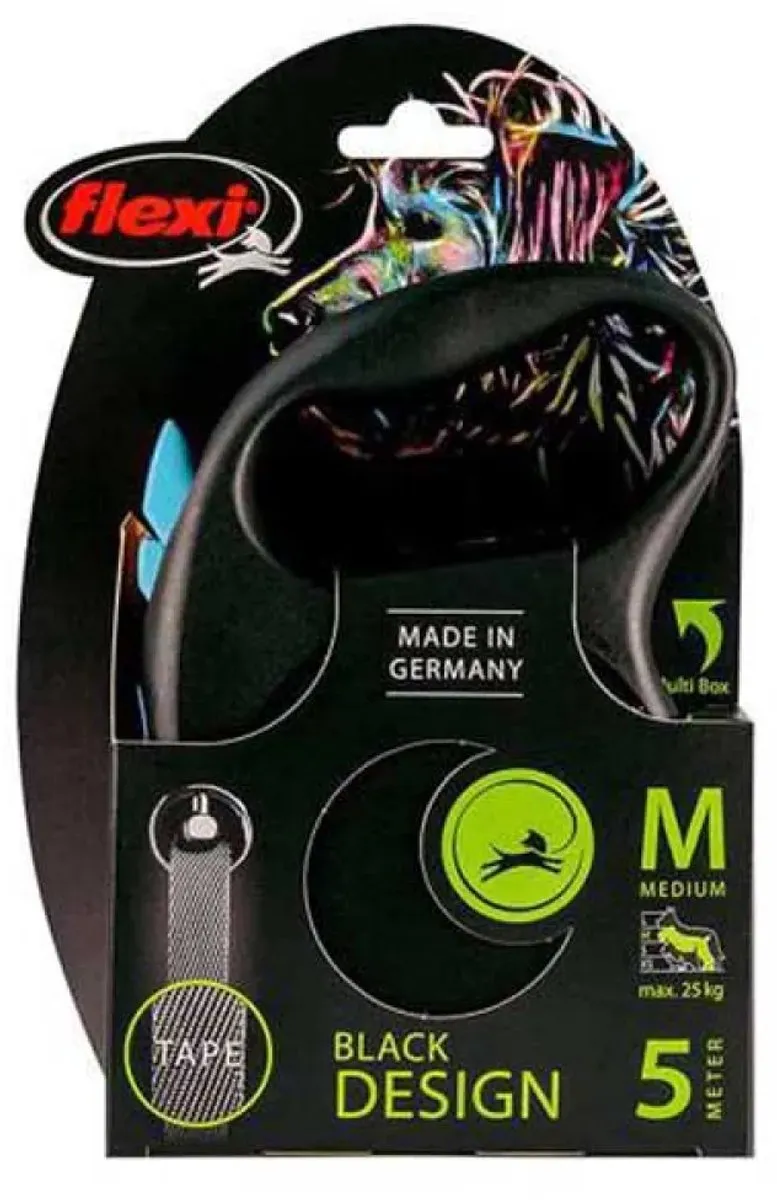 Flexi Rollijn Black Design Tape Blauw - 5m