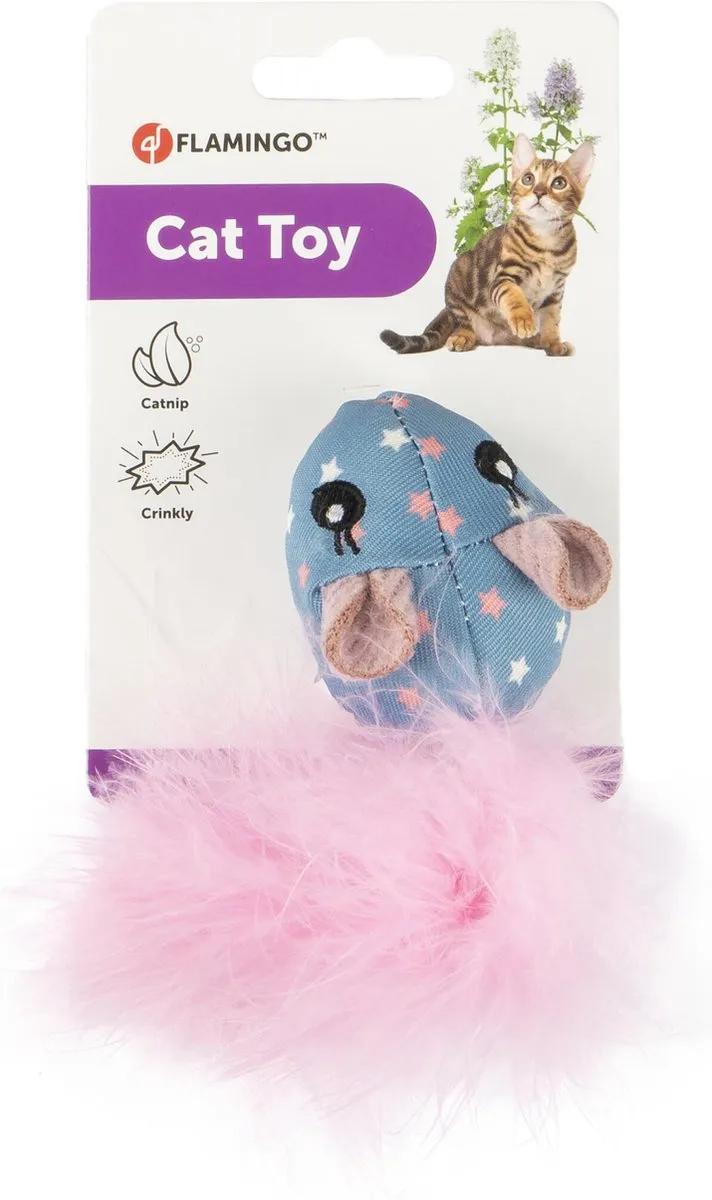 Flamingo Winny Speelgoed Kat Muis Mix 14cm - Blauw