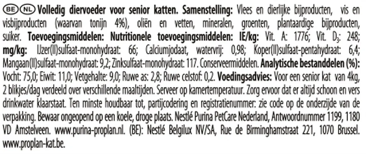 Pro Plan Senior Kat 7+ Natvoer Tonijn - 24x85g