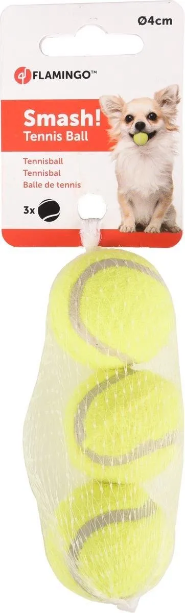 Flamingo Tennisbal voor Honden - Geel - 4 cm - 3 Stuks