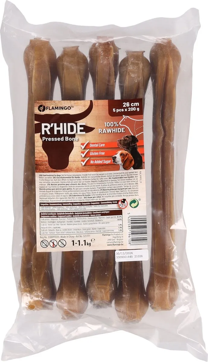 Flamingo R'hide Snack Honden Been 26cm - 5 Stuks