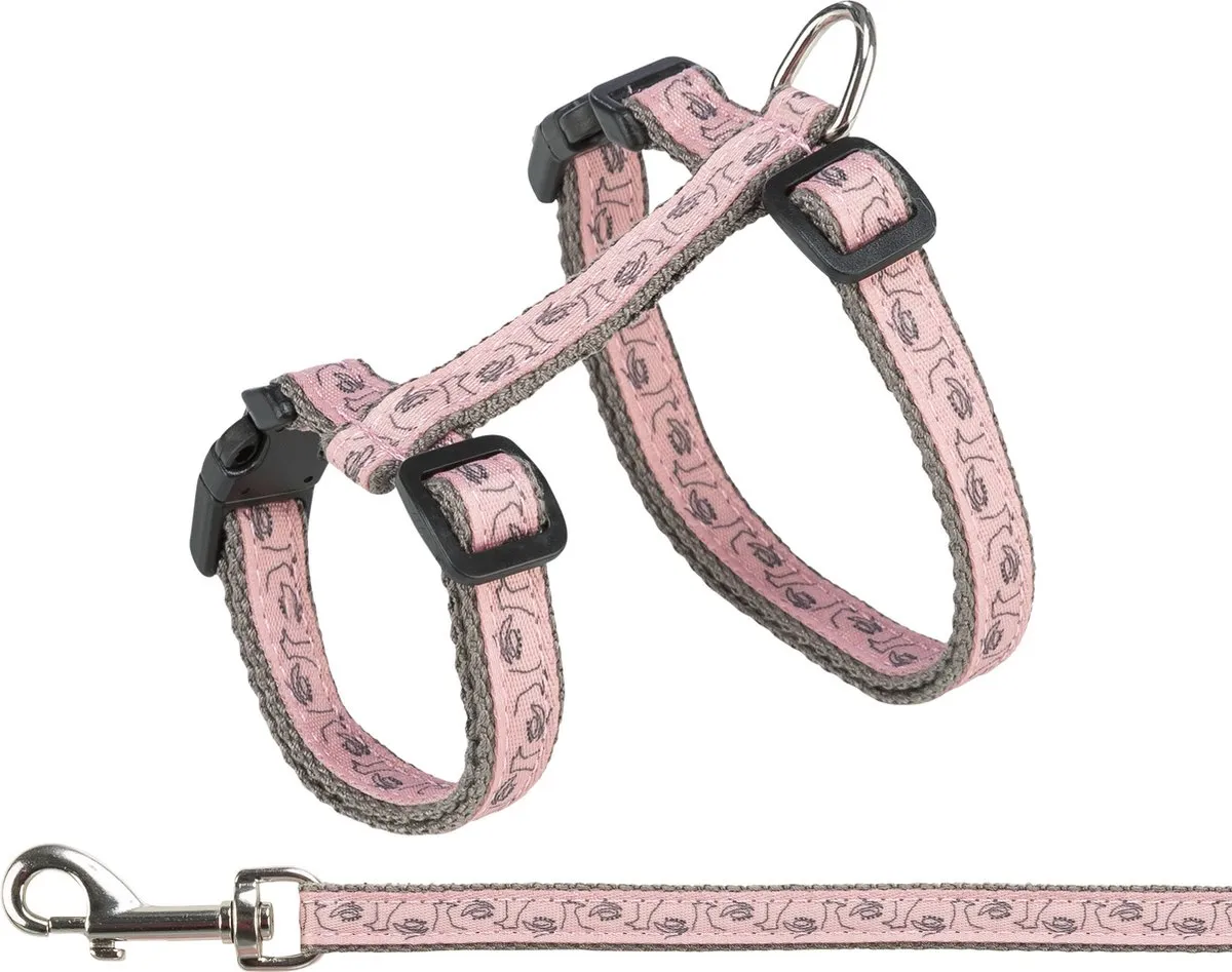 Trixie Kattentuig met riem Grijs/Roze