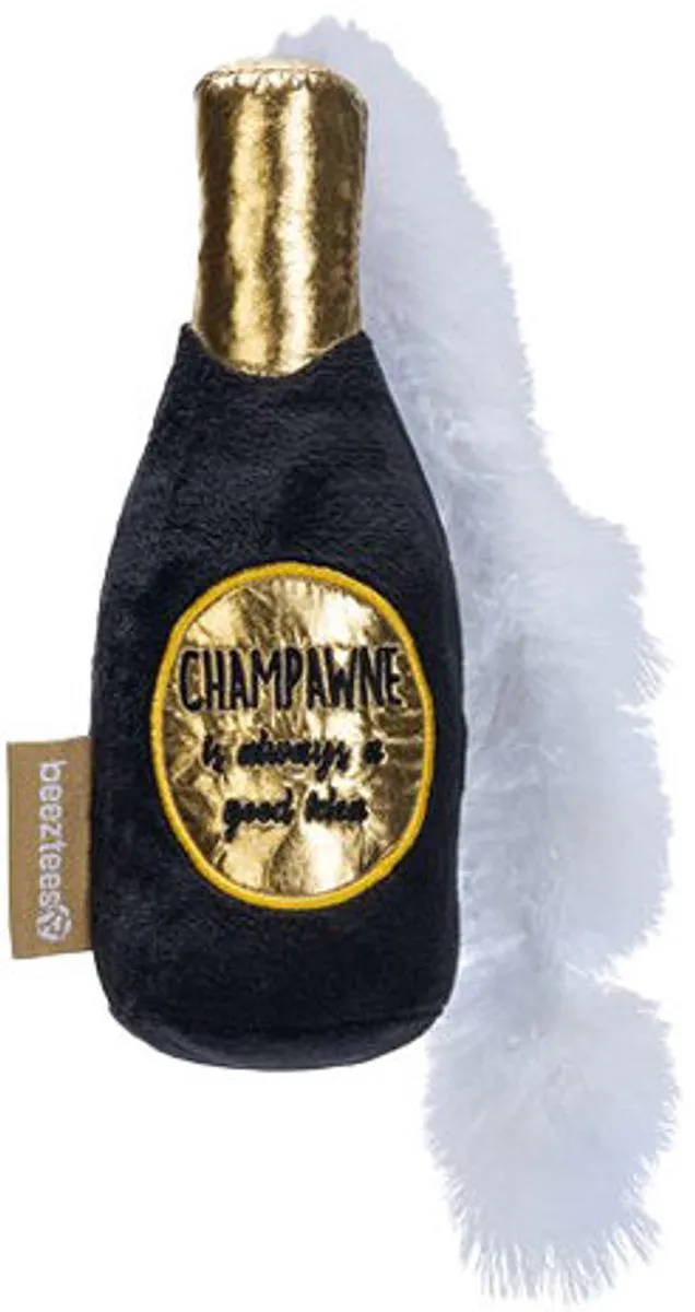 Beeztees Champagnefles Kattenspeelgoed - Zwart/Wit/Goud