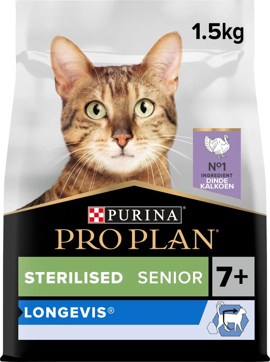 Pro Plan Sterilised Senior Kalkoen Kattenvoer Droogvoer 1.5kg