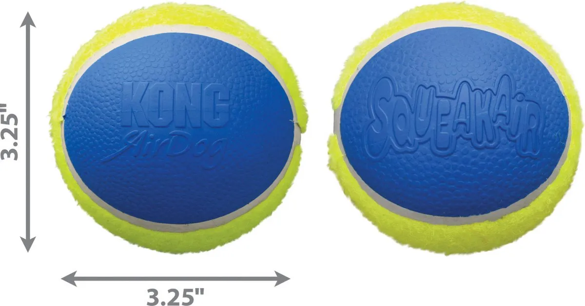 KONG Squeakair Ultra Balls Hondenspeelgoed - Large - Geel/Blauw