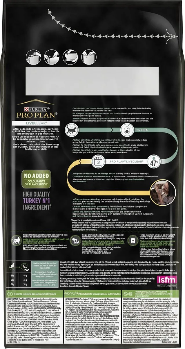 Pro Plan Adult LiveClear Kattenvoer Kalkoen 1,4kg