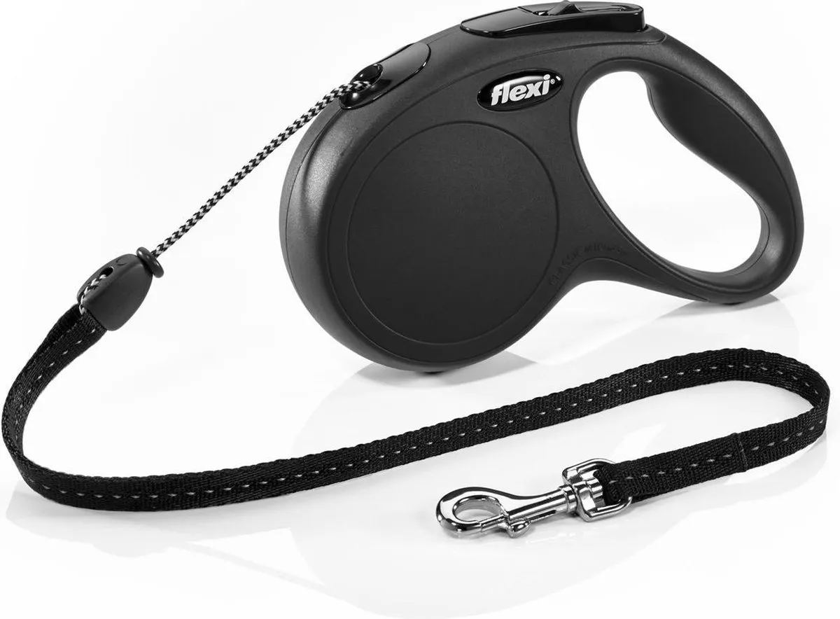 Flexi New Classic Koord Hondenriem - Zwart - M - 5m