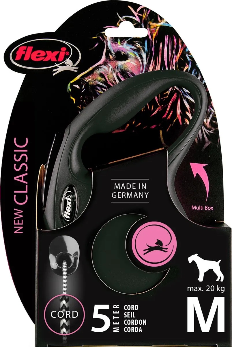 Flexi New Classic Koord Hondenriem - Zwart - M - 5m