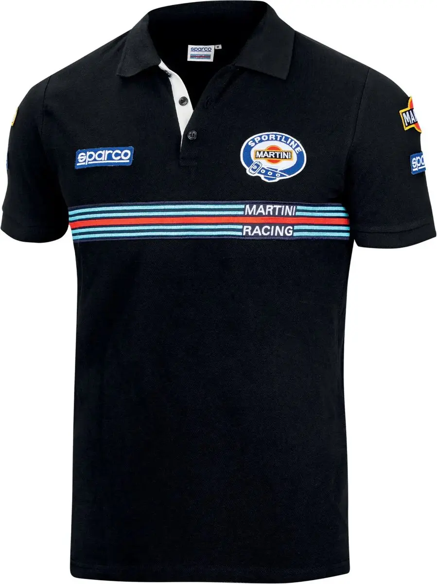 Herenpolo met Korte Mouwen Sparco Martini Racing Zwart Maat XL