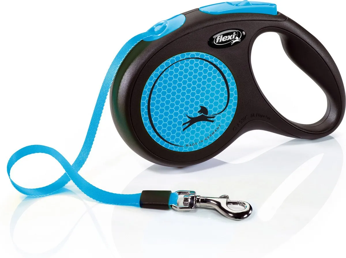 Flexi New Neon Hondenriem M - 5m - Blauw