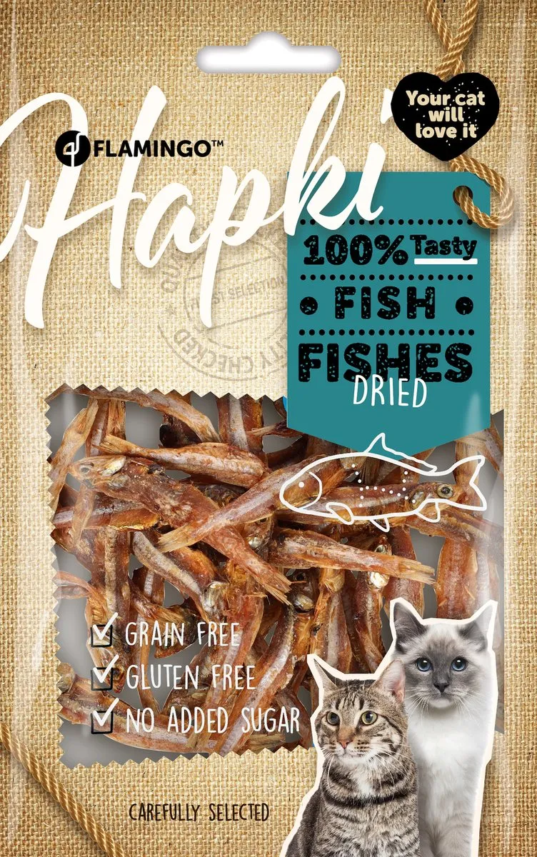 Flamingo Hapki Gedroogde Visjes Kattenvoer 50g