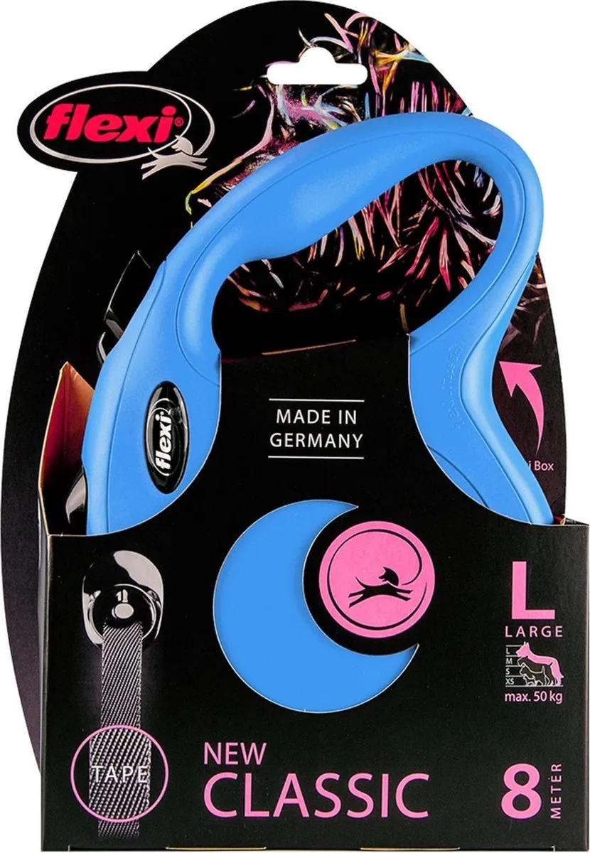 Flexi New Classic Tape Hondenriem - Blauw - L - 8m