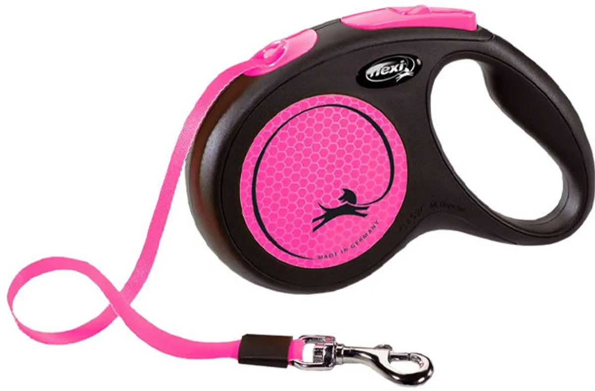 Flexi Rollijn New Classic Neon Tape - Zwart/Rose - afbeelding 6 van 6