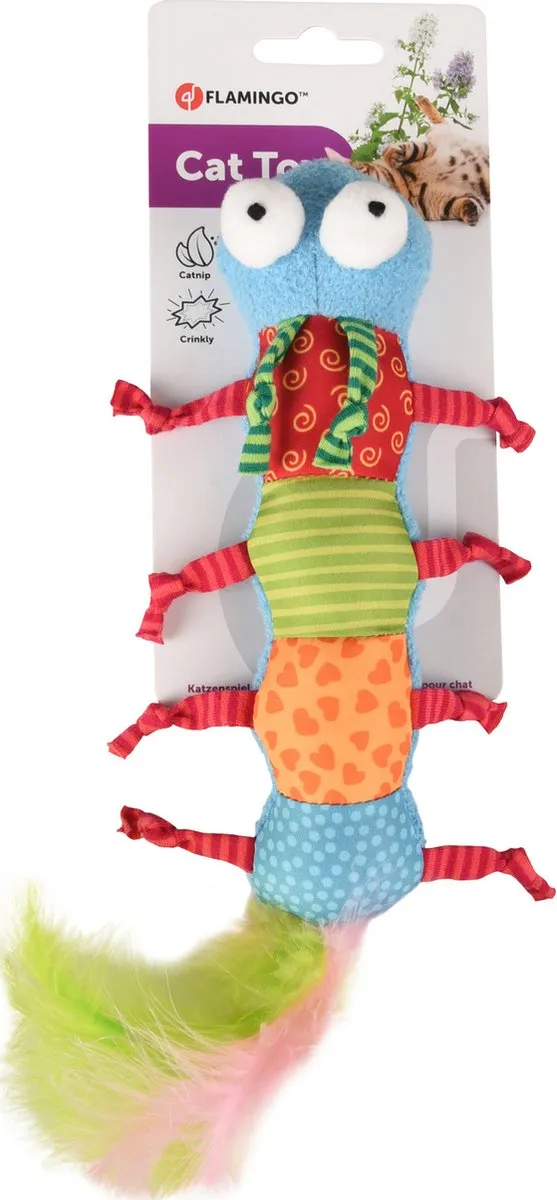 Flamingo Yowly Rups Kattenspeelgoed 29cm - Multicolor