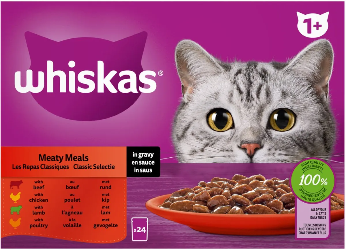 Whiskas 1+ Classic Selectie Saus Maaltijdzakjes - 24x85g