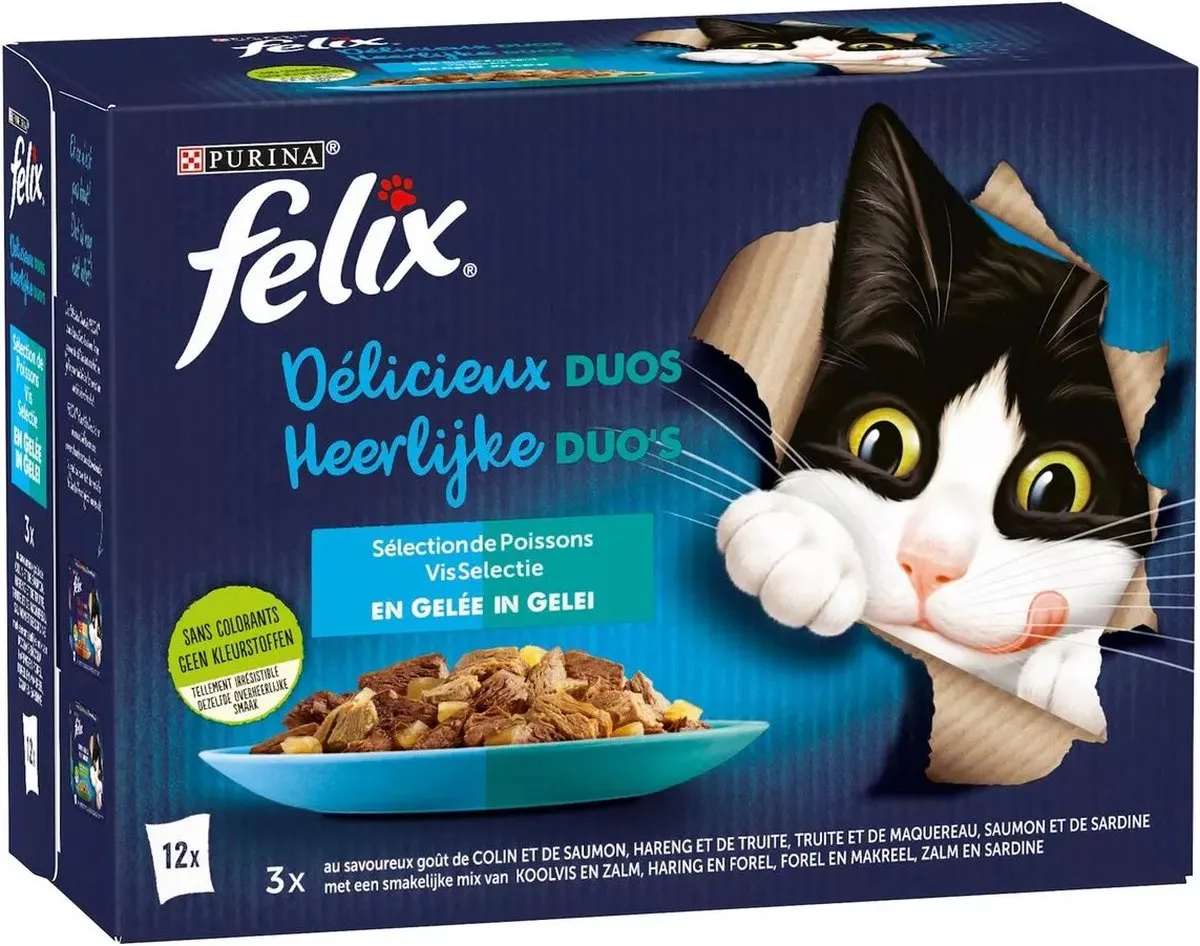 Purina Felix Heerlijke Duo's Visselectie in Gelei 12x85g