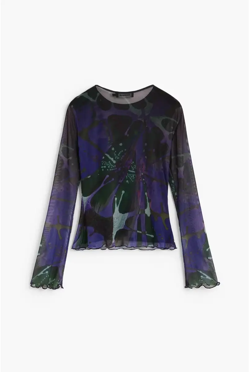 Desigual Dames T-shirt met lange mouwen - Azuurblauw - afbeelding 2 van 2