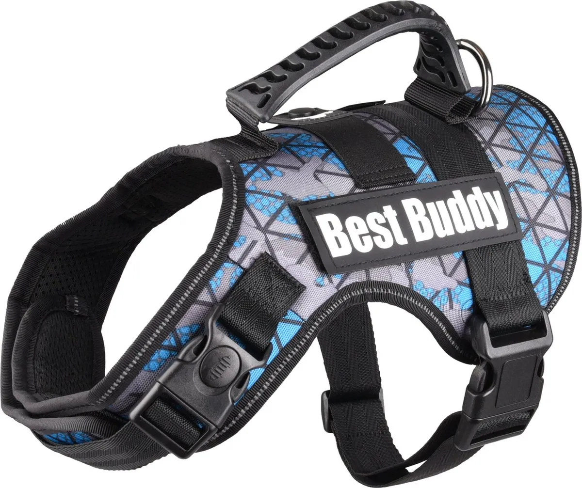 Flamingo Uranus Harnas Best Buddy Blauw Camouflage M 60-80cm