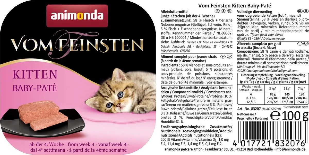 Animonda Vom Feinsten Baby Paté Kitten 32x100g