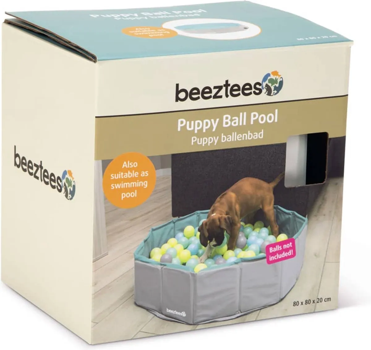Beeztees Puppy Funchie Ballenbad - 80x80x20cm - Grijs