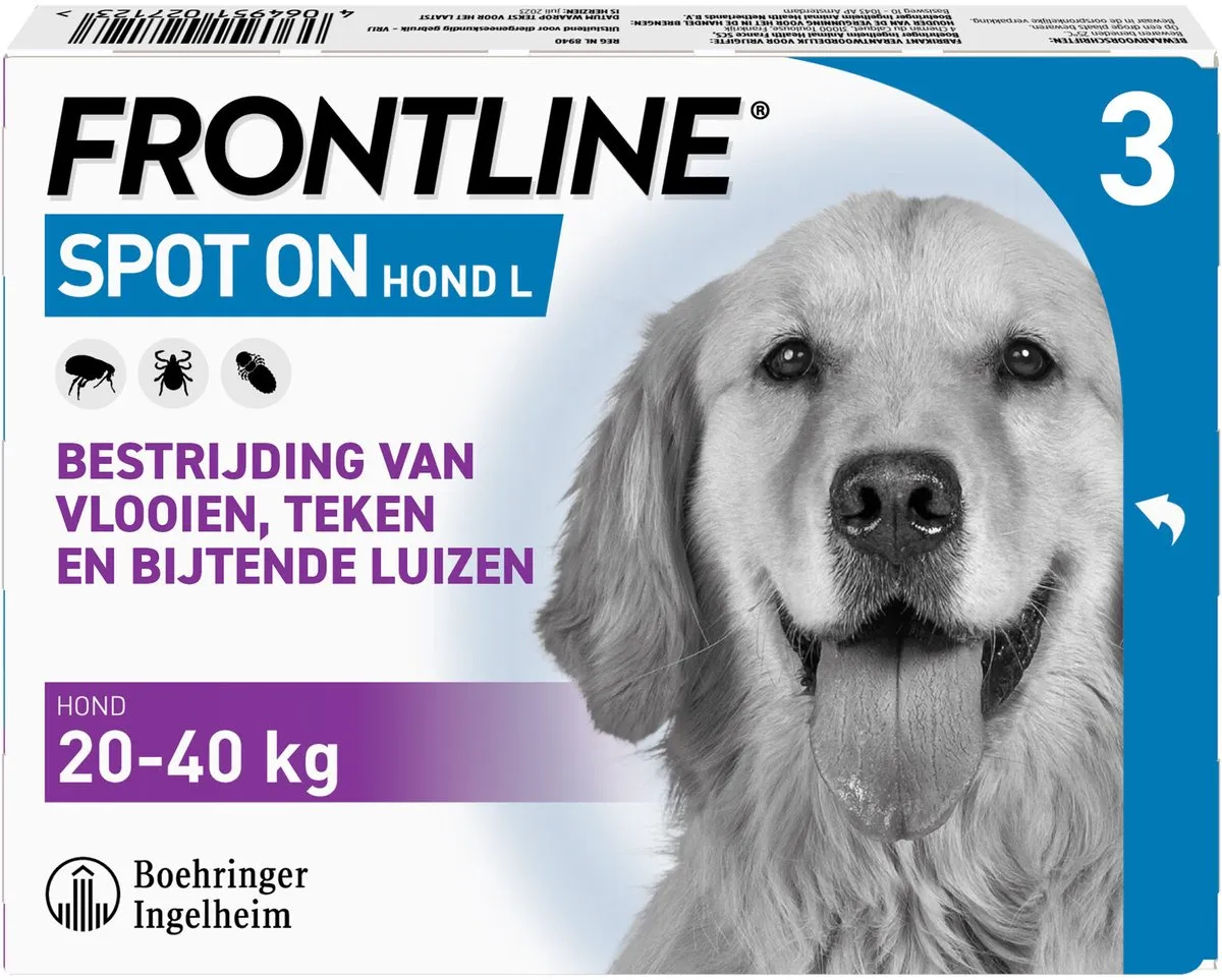 Frontline Frontline Spot-On Hond L - Apotheek - 2.68 ml 3 pip 20-40 Kg L
