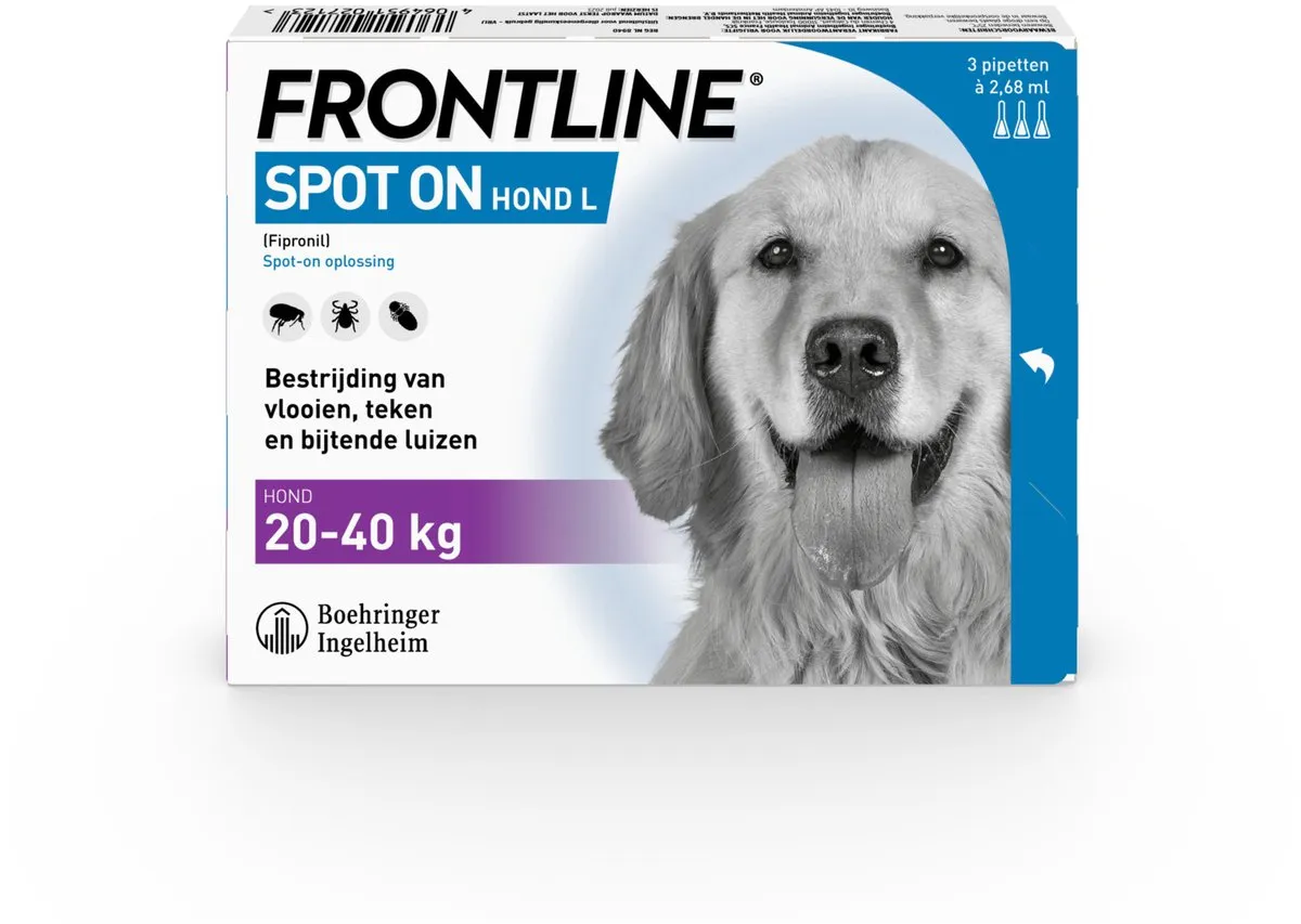 Frontline Frontline Spot-On Hond L - Apotheek - 2.68 ml 3 pip 20-40 Kg L
