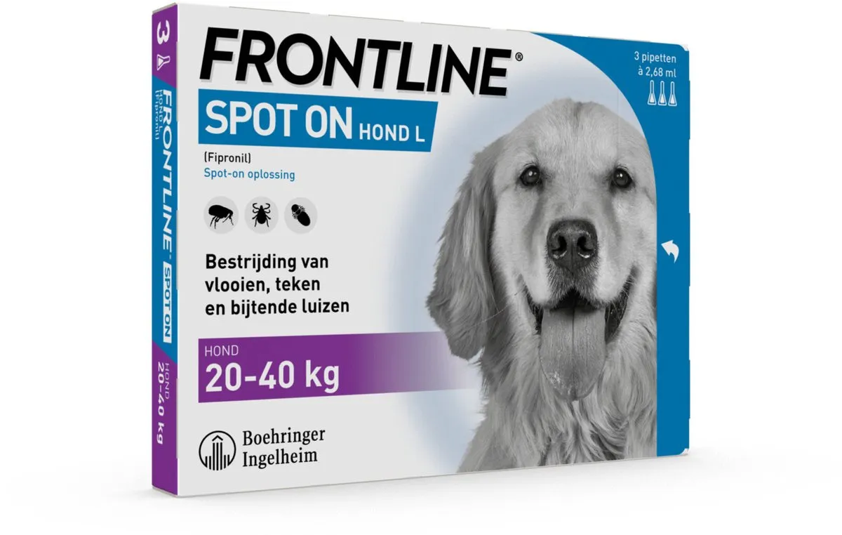 Frontline Frontline Spot-On Hond L - Apotheek - 2.68 ml 3 pip 20-40 Kg L