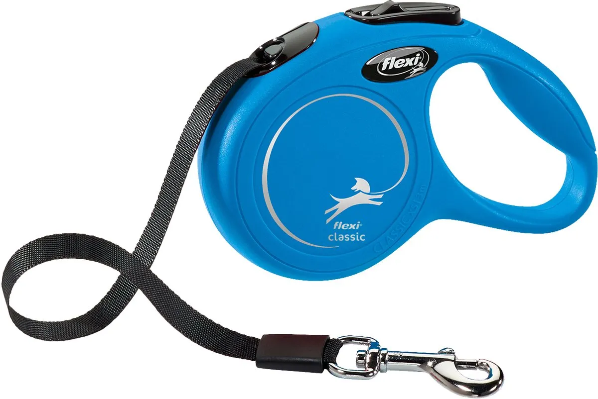 Flexi New Classic Tape Hondenriem - 5m - Zwart - <15 kg