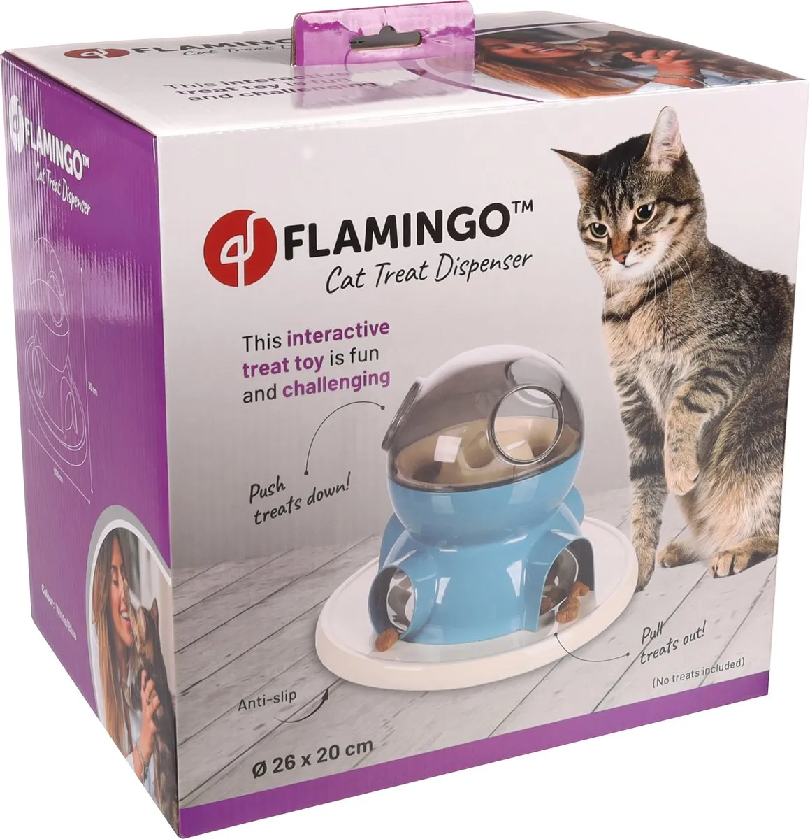 Flamingo Diso Kattenspeelgoed Voerdispenser - Wit & Blauw