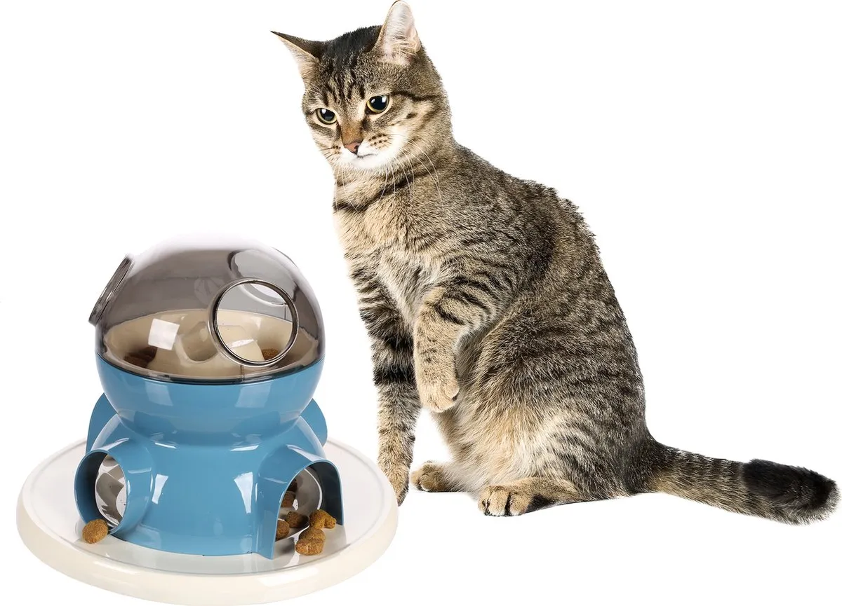 Flamingo Diso Kattenspeelgoed Voerdispenser - Wit & Blauw