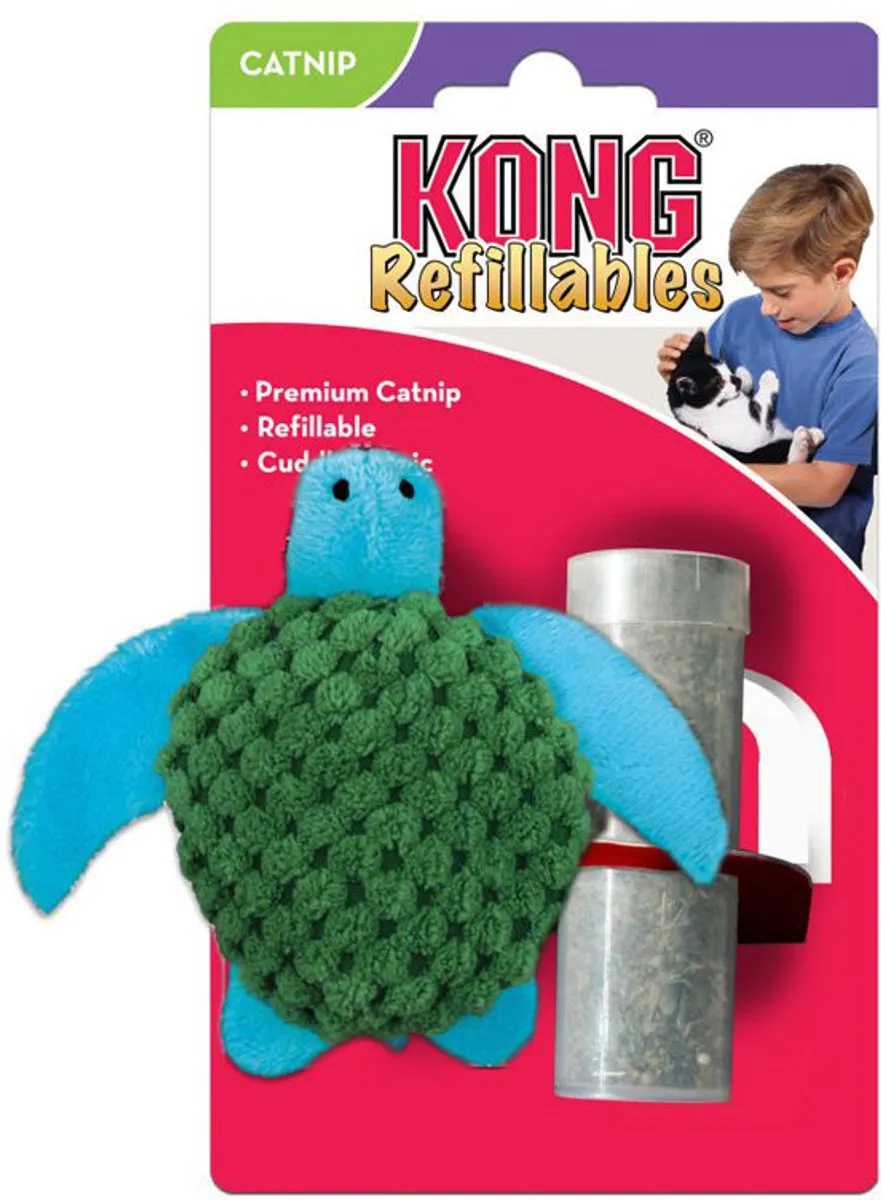 KONG Kat Catnip Turtle - 16.5cm x 9.5cm x 4cm - Groen/Blauw