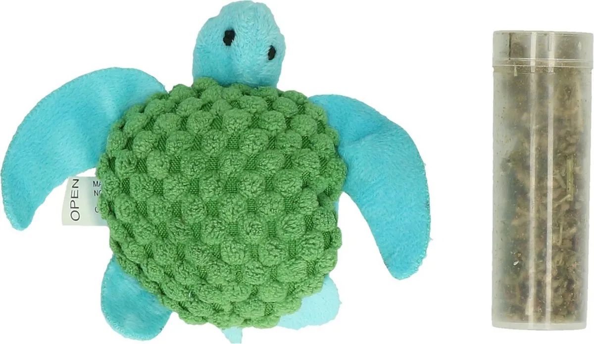 KONG Kat Catnip Turtle - 16.5cm x 9.5cm x 4cm - Groen/Blauw - afbeelding 6 van 6