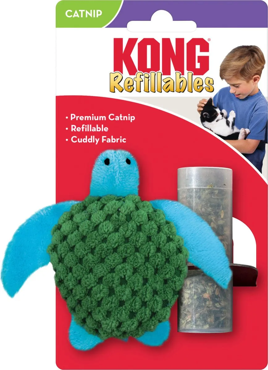 KONG Kat Catnip Turtle - 16.5cm x 9.5cm x 4cm - Groen/Blauw