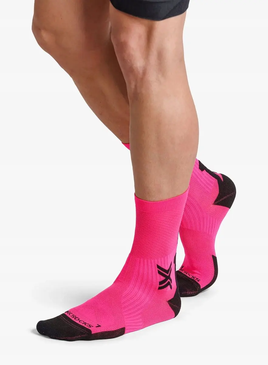 X-Socks Perform Crew Fietssokken - Fluor Roze/Zwart - Maat 35-38 - afbeelding 2 van 6