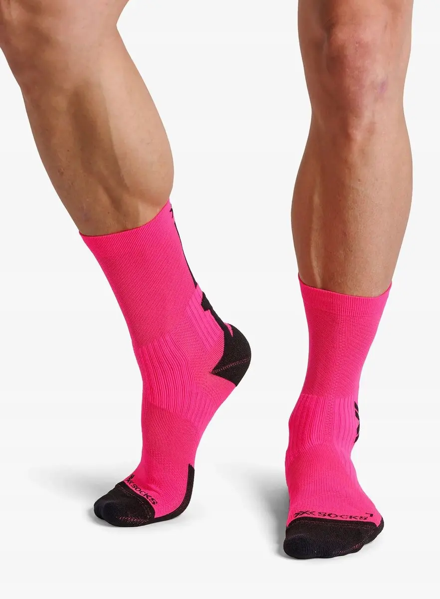 X-Socks Perform Crew Fietssokken - Fluor Roze/Zwart - Maat 35-38 - afbeelding 3 van 6