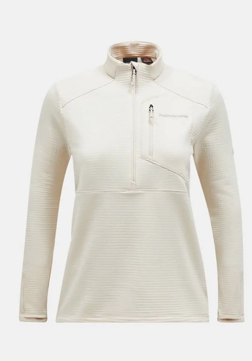PEAK PERFORMANCE TRAIL GRID FLEECE HALF ZIP WOMEN Sand fog -S
