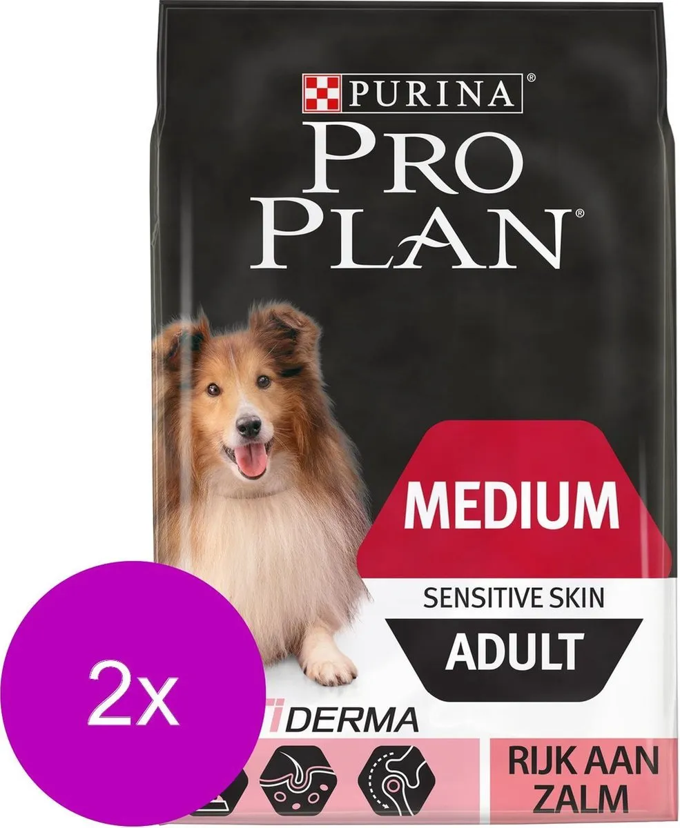 Pro Plan Dog Adult Medium Gevoelige Huid - Zalm - 2x3kg