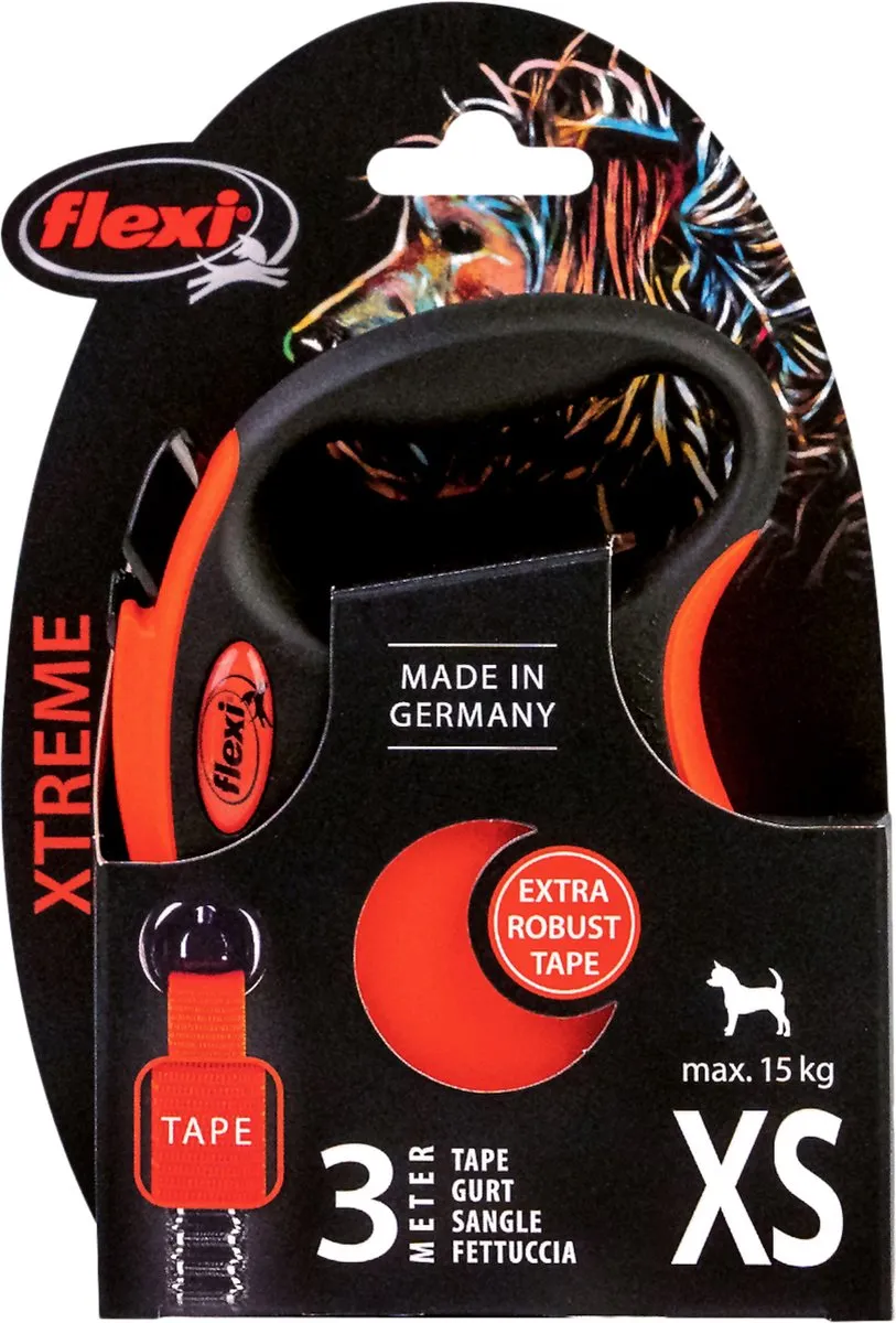 Flexi Rollijn Xtreme Tape - 3m - XS - Zwart/Oranje