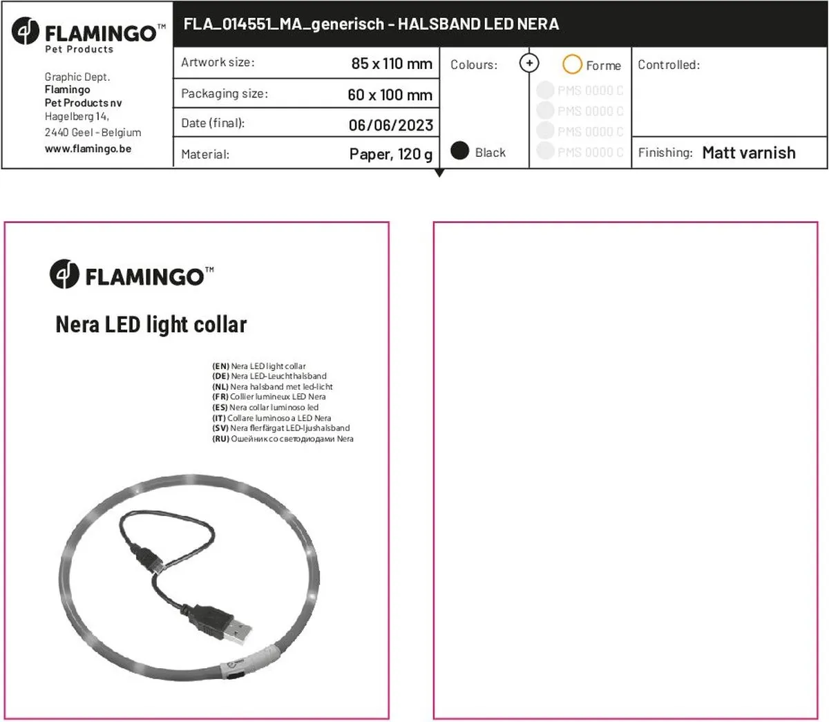 Flamingo Visio Nera Halsband Honden - Wit 20-70cm