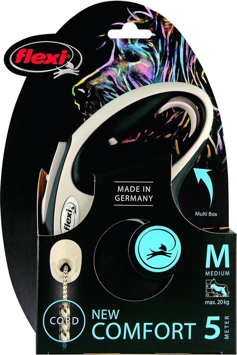 Flexi Rollijn New Comfort Koord M - 5m - Zwart & Lichtgrijs
